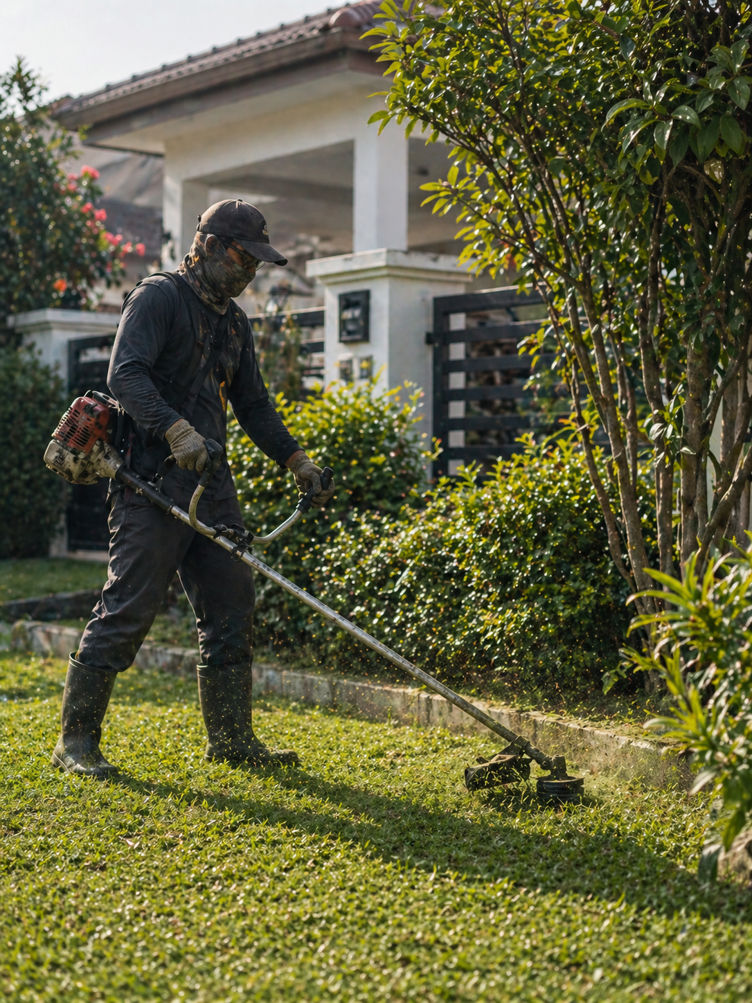 Ruang rumah yang sedang dibersihkan secara profesional